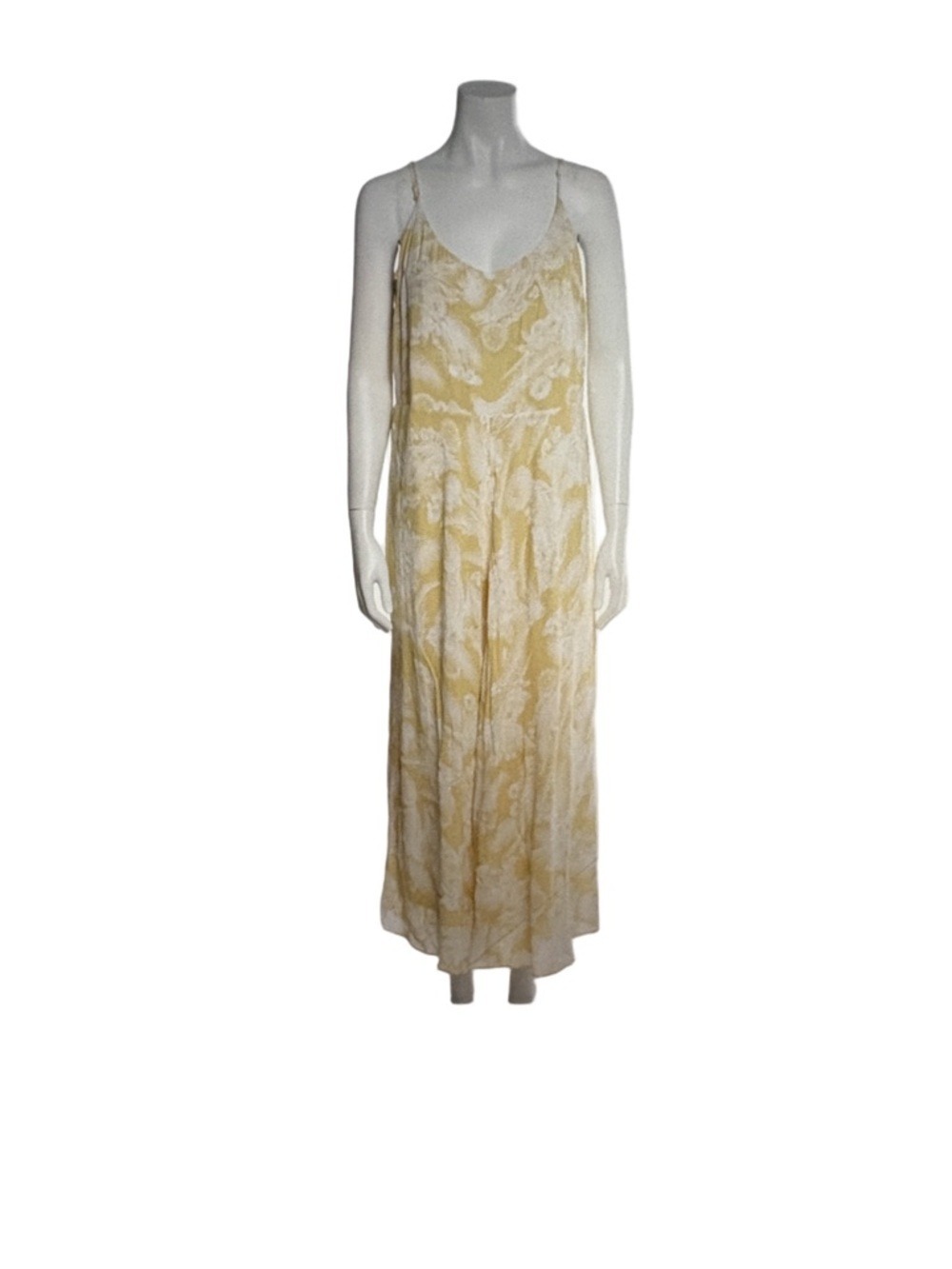 Vince Yellow Marble-Print Maxi Slip Dress